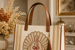 Turkey with Bow Machine Embroidery Design Fall Thanksgiving Product Image 3