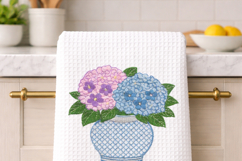 Hydrangea Vase Embroidery Design, Chinoiserie Floral Product Image 3