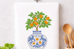 Orange Tree Embroidery Design, Chinoiserie Vase Product Image 6