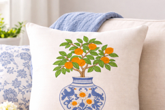 Orange Tree Embroidery Design, Chinoiserie Vase Product Image 5