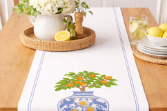 Orange Tree Embroidery Design, Chinoiserie Vase Product Image 4