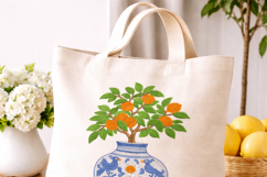 Orange Tree Embroidery Design, Chinoiserie Vase Product Image 3