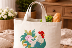 Rooster Embroidery Design Floral Farmhouse Kitchen 4x4 5x7 Product Image 4