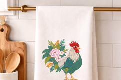 Rooster Embroidery Design Floral Farmhouse Kitchen 4x4 5x7 Product Image 7