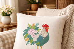 Rooster Embroidery Design Floral Farmhouse Kitchen 4x4 5x7 Product Image 5