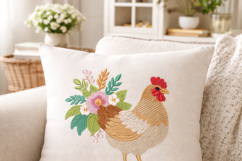 Farmhouse Chicken Embroidery Design Floral Hen Product Image 5
