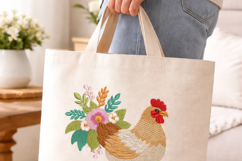 Farmhouse Chicken Embroidery Design Floral Hen Product Image 3