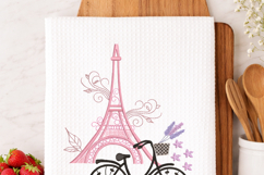 Paris Eiffel Tower Bicycle Embroidery Design Lavender French Product Image 6