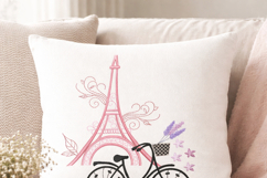 Paris Eiffel Tower Bicycle Embroidery Design Lavender French Product Image 5