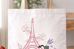 Paris Eiffel Tower Bicycle Embroidery Design Lavender French Product Image 3