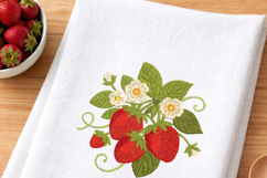 Strawberry Embroidery Design Floral Berry 4x4 Product Image 5
