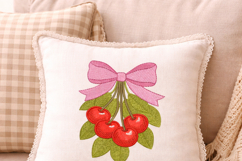 Cherry Bow Embroidery Design 4x4 Hoop Fruit Cottage Kitchen Product Image 3