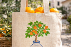 Orange Tree Embroidery Design, Chinoiserie Vase Product Image 5