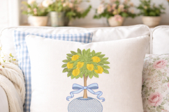 Lemon Tree Embroidery Design, Chinoiserie Vase Product Image 3