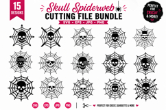 Skull &amp; Cobweb Silhouette - 15 Designs in SVG, EPS, PNG, JPG Product Image 1