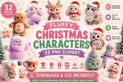 Fluffy Christmas Character Bundle Cute Pastel 3D Christmas Product Image 1