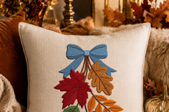 Fall Leaves Bow Embroidery Design Autumn Leaf Bouquet Product Image 3