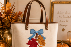 Fall Leaves Bow Embroidery Design Autumn Leaf Bouquet Product Image 4