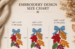 Fall Leaves Bow Embroidery Design Autumn Leaf Bouquet Product Image 2