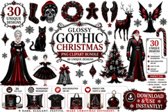 Glossy Gothic Christmas Clipart Product Image 1