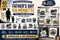 Father’s Day Text Silhouette PNG Clipart Bundle Product Image 1