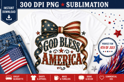 God Bless America PNG Coquette Bow Patriotic 4th of July Product Image 1