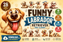 Funny Labrador Retriever PNG Clipart Bundle Product Image 1