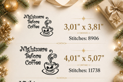 Nightmare Before Coffee, Halloween Machine Embroidery Design Product Image 3