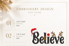 Believe in Christmas. Xmas Machine Embroidery Design. Product Image 3