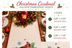 Christmas Cardinal, Book Machine Embroidery Design. Product Image 2