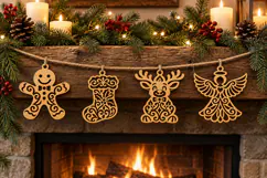 Christmas Filigree Garland SVG Gingerbread Stocking Reindeer Product Image 1