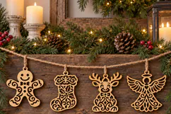 Christmas Filigree Garland SVG Gingerbread Stocking Reindeer Product Image 3
