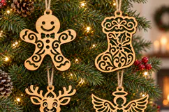 Christmas Filigree Garland SVG Gingerbread Stocking Reindeer Product Image 4