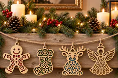 Christmas Filigree Garland SVG Gingerbread Stocking Reindeer Product Image 5
