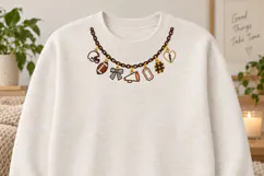 Football Game Day Charm Necklace Faux Embroidery PNG Product Image 2