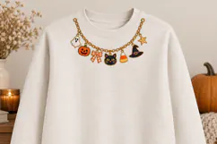 Halloween Charm Necklace Faux Embroidery PNG Product Image 2