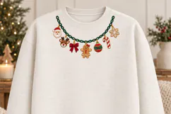 Christmas Charm Necklace Faux Embroidery PNG Product Image 2