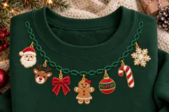 Christmas Charm Necklace Faux Embroidery PNG Product Image 3