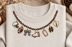 Football Game Day Charm Necklace Faux Embroidery PNG Product Image 3