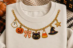 Halloween Charm Necklace Faux Embroidery PNG Product Image 3