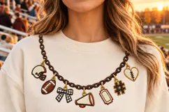 Football Game Day Charm Necklace Faux Embroidery PNG Product Image 4