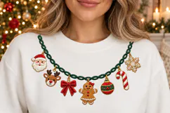 Christmas Charm Necklace Faux Embroidery PNG Product Image 4