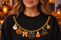 Halloween Charm Necklace Faux Embroidery PNG Product Image 4