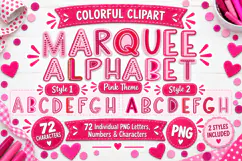 Pink Marquee Alphabet PNG Clipart - 72 Letters Numbers Product Image 1