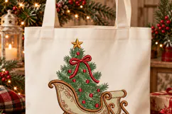 Christmas Tree on Sleigh Embroidery Design Product Image 3