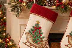 Christmas Tree on Sleigh Embroidery Design Product Image 4