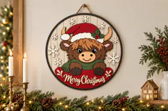 Highland Cow Christmas Sign SVG | Laser Cut File Product Image 2