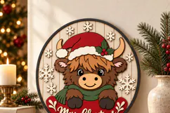 Highland Cow Christmas Sign SVG | Laser Cut File Product Image 4