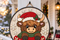 Highland Cow Christmas Sign SVG | Laser Cut File Product Image 5