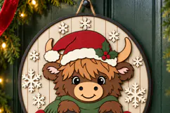 Highland Cow Christmas Sign SVG | Laser Cut File Product Image 6